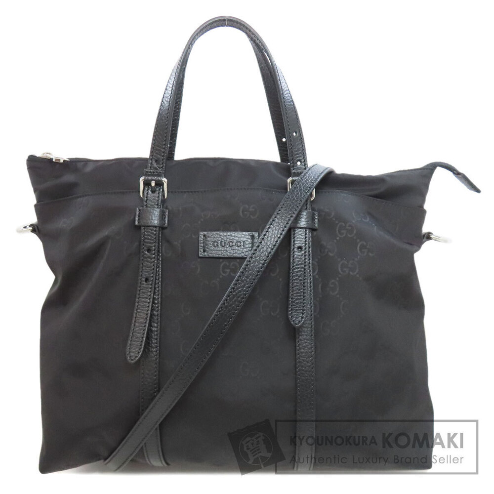 Gucci Black GG Leather Top Zip 2Way Tote Bag